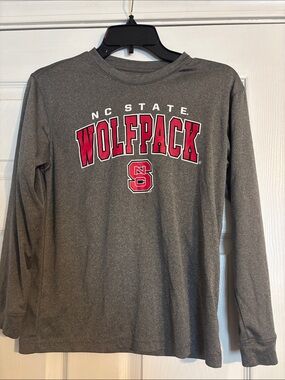 NC STATE Wolfpack Kid’s Long-Sleeve Gray Performance Shirt M 12/14